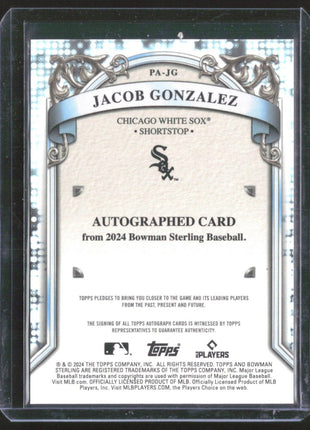 2024 Bowman Sterling Purple Refractor Auto Jacob Gonzalez #PA-CE /120