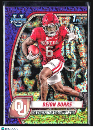 2024 Bowman University Chrome - #56 Deion Burks (RC) Purple Speckle /375