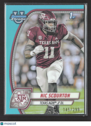 2024 Bowman University Chrome Nic Scourton 1st Aqua Refractor /299 #137