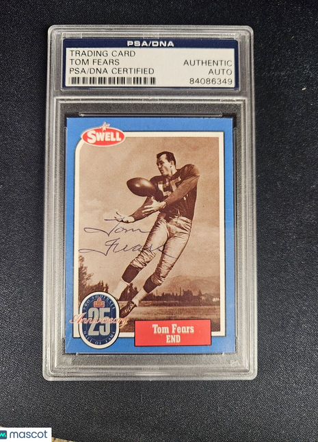 1988 Tom Fears Swell Auto Psa Authentic Rams Hof