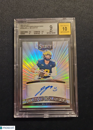 2023 JJ McCarthy Select Youth Explosion Auto /99 Bgs 9/10 Vikings