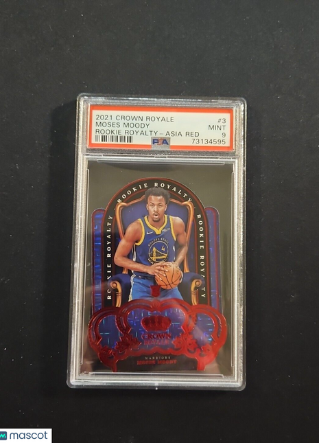 2021-22 Moses Moody Crown Royale Asia Red Rookie Royalty Psa 9