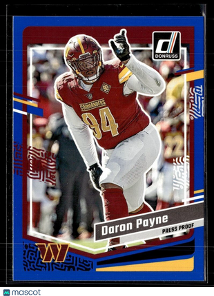 2023 DONRUSS BLUE PRESS PROOF 295 Daron Payne - Washington Commanders