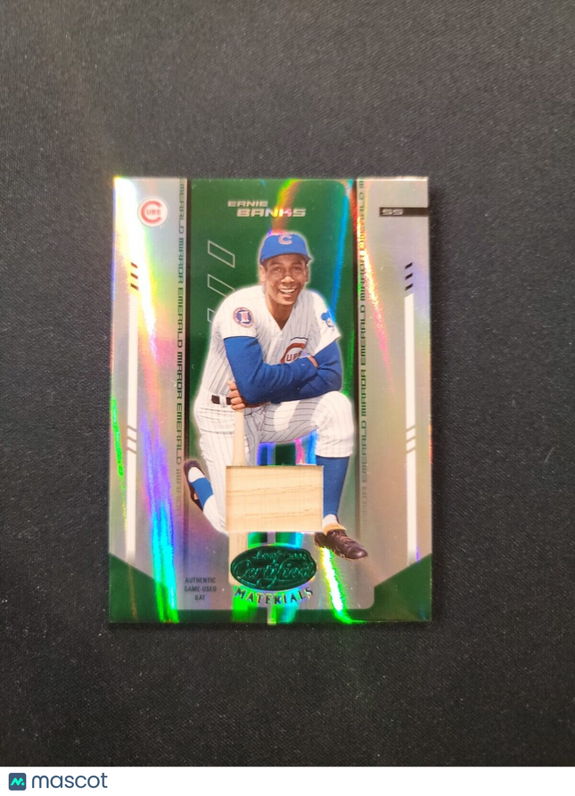 2004 Ernie Banks Certified Mirror Emerald GU Bat /5 #238 Cubs Hof