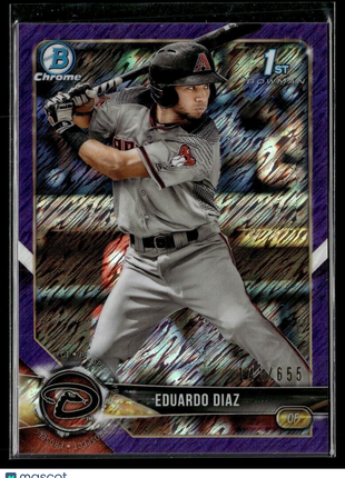 2018 BOWMAN CHROME PURPLE /655 1ST PROSPECT SHIMMER EDUARDO DIAZ DBACKS
