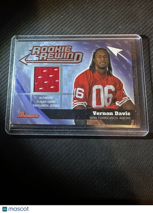 VERNON DAVIS 2006 BOWMAN "ROOKIE REWIND" SF 49ERS WORN JERSEY PATCH RC! MARYLAND