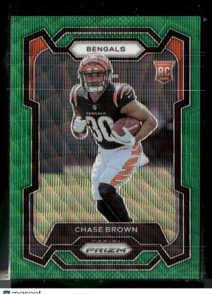 2023 PRIZM GREEN WAVE ROOKIE 318 Chase Brown - Cincinnati Bengals