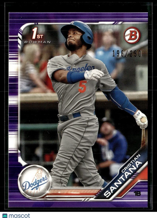 2019 BOWMAN PURPLE /250 1ST PROSPECT CRISTIAN SANTANA DODGERS