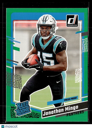 2023 DONRUSS GREEN PRESS PROOF RATED ROOKIE 312 Jonathan Mingo Carolina Panthers