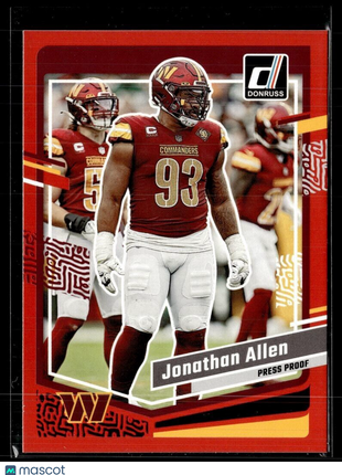 2023 DONRUSS RED PRESS PROOF 298 Jonathan Allen - Washington Commanders