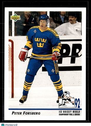 1992-93 UPPER DECK ICE HOCKEY WORLD CHAMPIONSHIP PETER FORSBERG SWEDEN