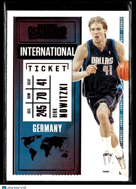 2020-21 CONTENDERS RED FOIL INTERNATIONAL TICKET DIRK NOWITZKI MAVERICKS