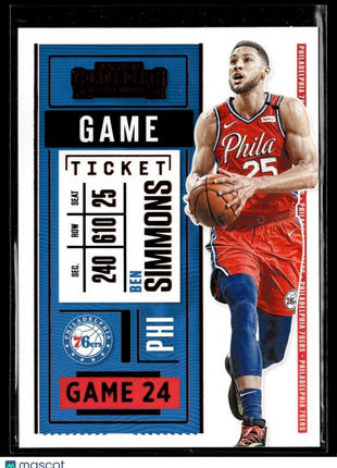 2020-21 CONTENDERS RED FOIL GAME TICKET BEN SIMMONS 76ERS