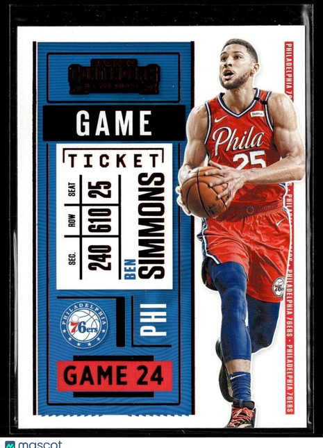 2020-21 CONTENDERS RED FOIL GAME TICKET BEN SIMMONS 76ERS