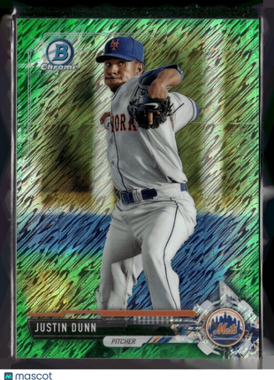 2017 BOWMAN CHROME GREEN /99 SHIMMER JUSTIN DUNN METS