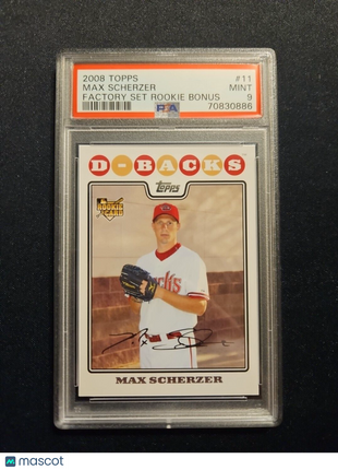 2008 Max Scherzer Topps Factory Set Rookie Bonus Rc Psa 9 #11 DBacks