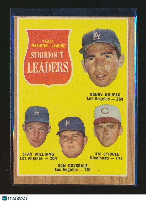 1961 TOPPS STRIKEOUT LEADERS #60 KOUFAX WILLIAMS DRYSDALE O'TOOLE