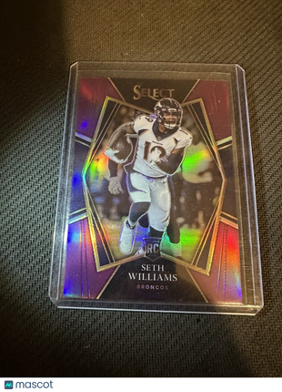 Seth Williams 2021 Select Premier Level Purple Prizm RC Broncos /75