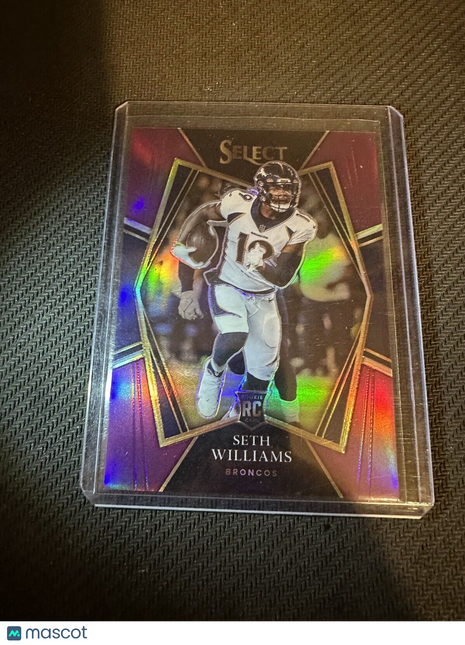 Seth Williams 2021 Select Premier Level Purple Prizm RC Broncos /75