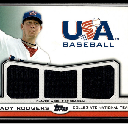 2011 TOPPS USA BASEBALL TRIPLE /240 JERSEY RELIC BRADY RODGERS