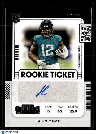 2021 CONTENDERS ROOKIE TICKET AUTO JALEN CAMP JAGUARS