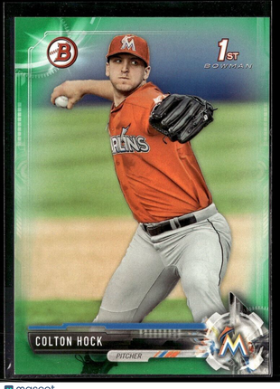 2017 BOWMAN GREEN /99 1ST PROSPECT COLTON HOCK MARLINS