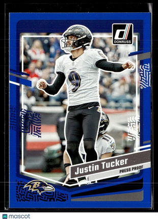 2023 DONRUSS BLUE PRESS PROOF 22 Justin Tucker - Baltimore Ravens