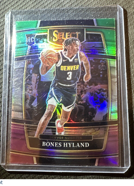 2021-22 Select Concourse Bones Hyland Tri-Color Green Purple Prizm SP RC Nuggets