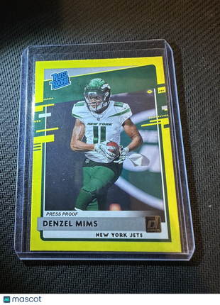 2020 Donruss Rated Rookie Denzel Mims #323 Yellow Press Proof NY Jets