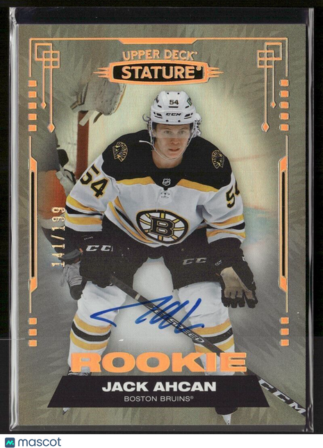 2021-22 UD STATURE ROOKIE /199 AUTO JACK AHCAN BRUINS