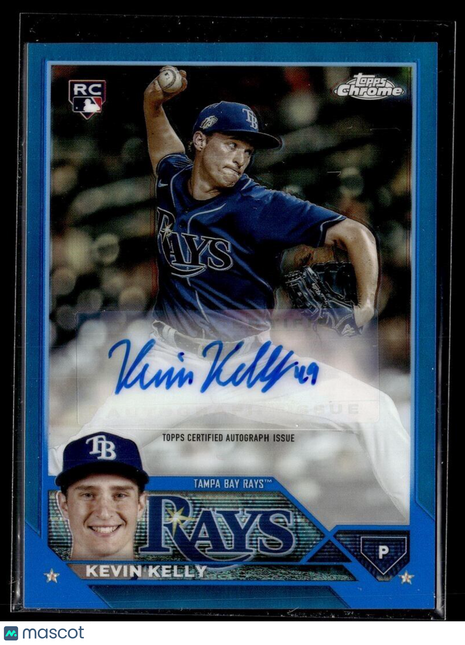 2023 TOPPS CHROME ROOKIE BLUE /150 AUTO KEVIN KELLY RAYS