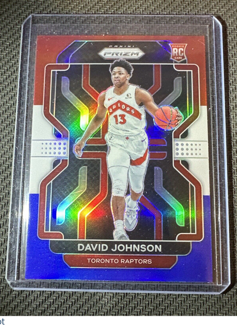 David Johnson 2021-22 Panini Prizm Red White Blue Rookie Card - Raptors