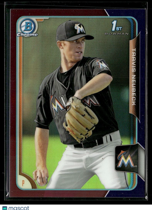 2015 BOWMAN CHROME PURPLE /250 1ST PROSPECT TRAVIS NEUBECK MARLINS