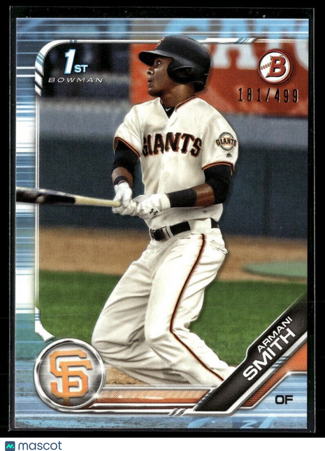2019 BOWMAN SKY BLUE /499 1ST PROSPECT ARMANI SMITH GIANTS