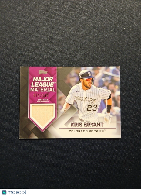 2022 Kris Bryant Topps Major League Materials GU Bat Relic /199 Rockies