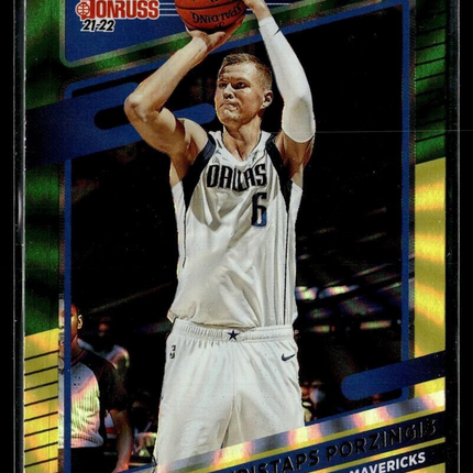 2021-22 DONRUSS GREEN YELLOW LASER KRISTAP PORZINGIS MAVERICKS
