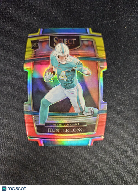 2021 Hunter Long Select Red Yellow Die-Cut Rc Rookie #93 Dolphins
