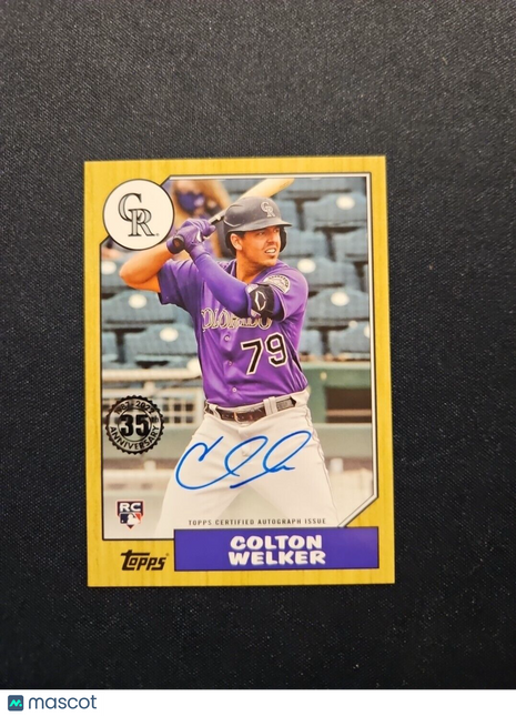 2022 Colton Welker Topps '87 Rc Rookie Auto Rockies
