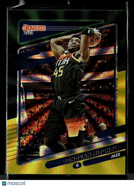 2021-22 DONRUSS GREEN YELLOW LASER DONOVAN MITCHELL JAZZ