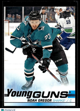 2019-20 UPPER DECK YOUNG GUNS NOAH GREGOR SHARKS