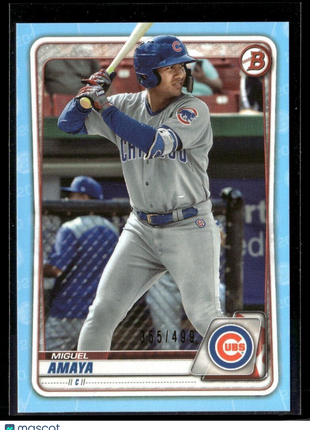 2020 BOWMAN SKY BLUE /499 MIGUEL AMAYA CUBS