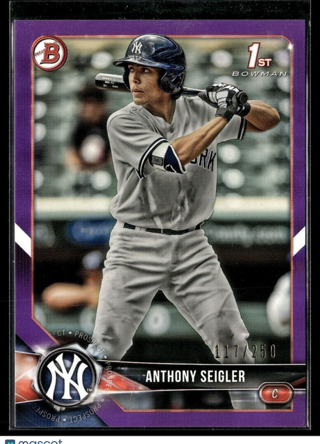 2018 BOWMAN PURPLE /250 1ST PROSPECT ANTHONY SEIGLER YANKEES