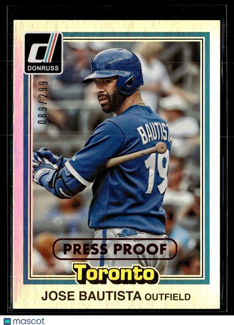 2015 DONRUSS BRONZE PRESS PROOF /299 THROWBACK JOSE BAUTISTA BLUE JAYS