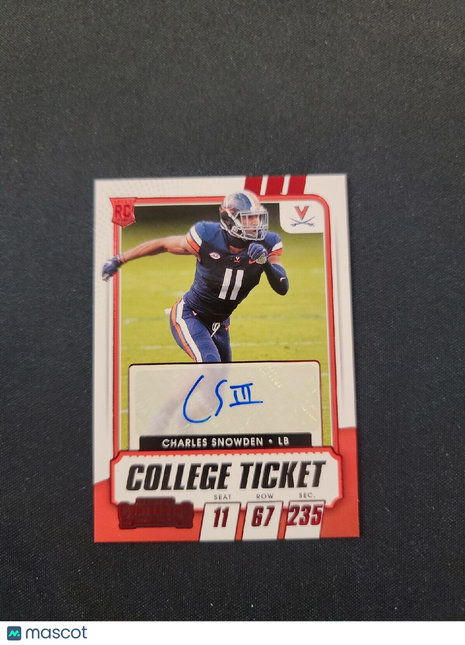 2021 Charles Snowden Contenders Draft Colleg Ticket Rc Rookie Auto #179