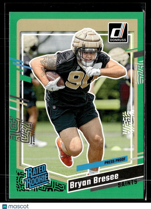 2023 DONRUSS GREEN PRESS PROOF RATED ROOKIE 372 Bryan Bresee New Orleans Saints