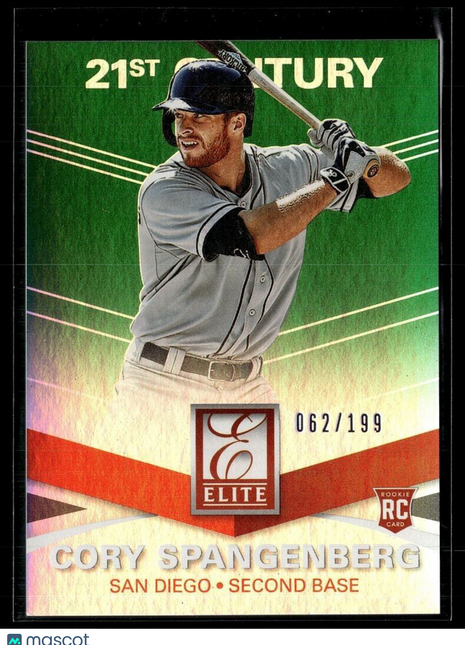2015 ELITE GREEN 21ST CENTURY /199 ROOKIE CORY SPANGENBERG PADRES