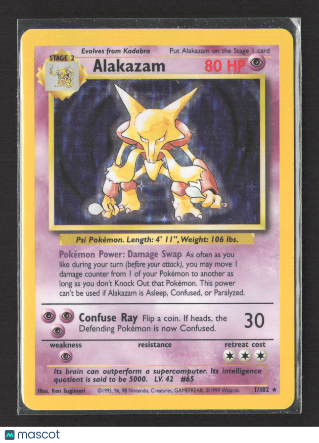 Pokemon 1999 Base Set Alakazam #1/102