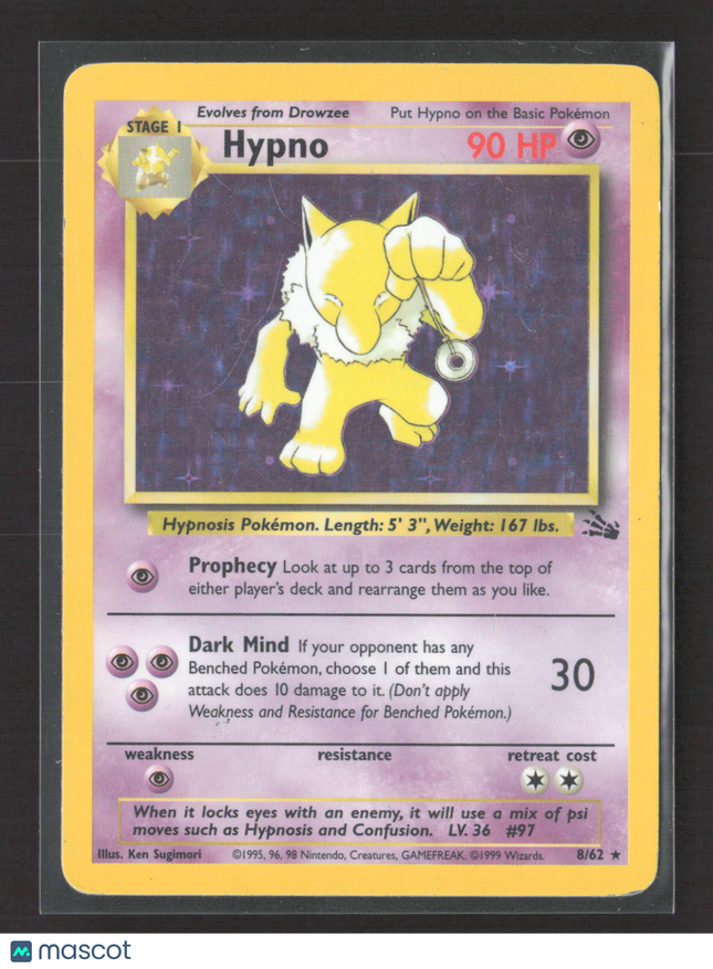 Pokemon 1999 Fossil Hypno #8/62