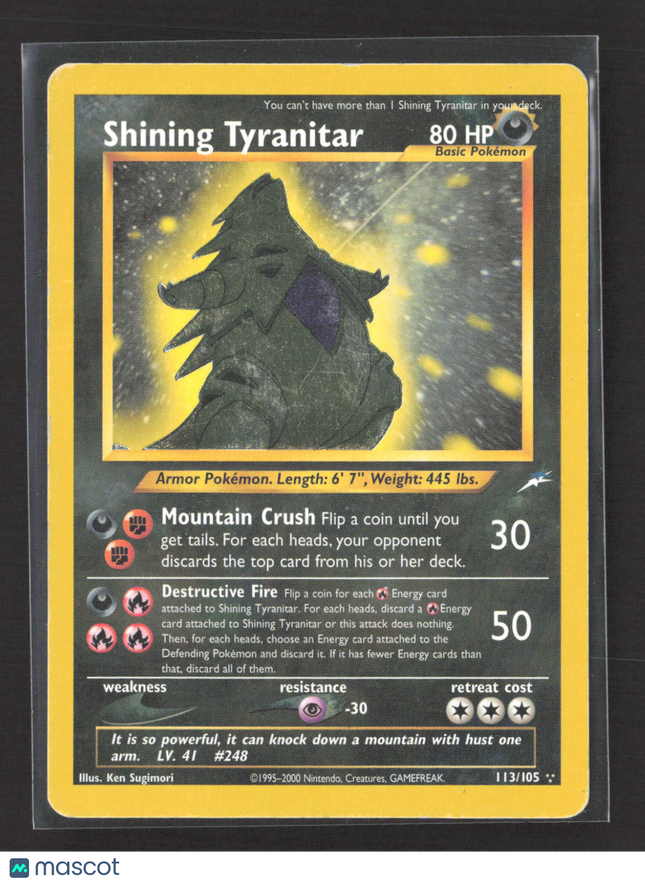 Pokemon 2001 Neo Destiny Shining Tyranitar #113/105