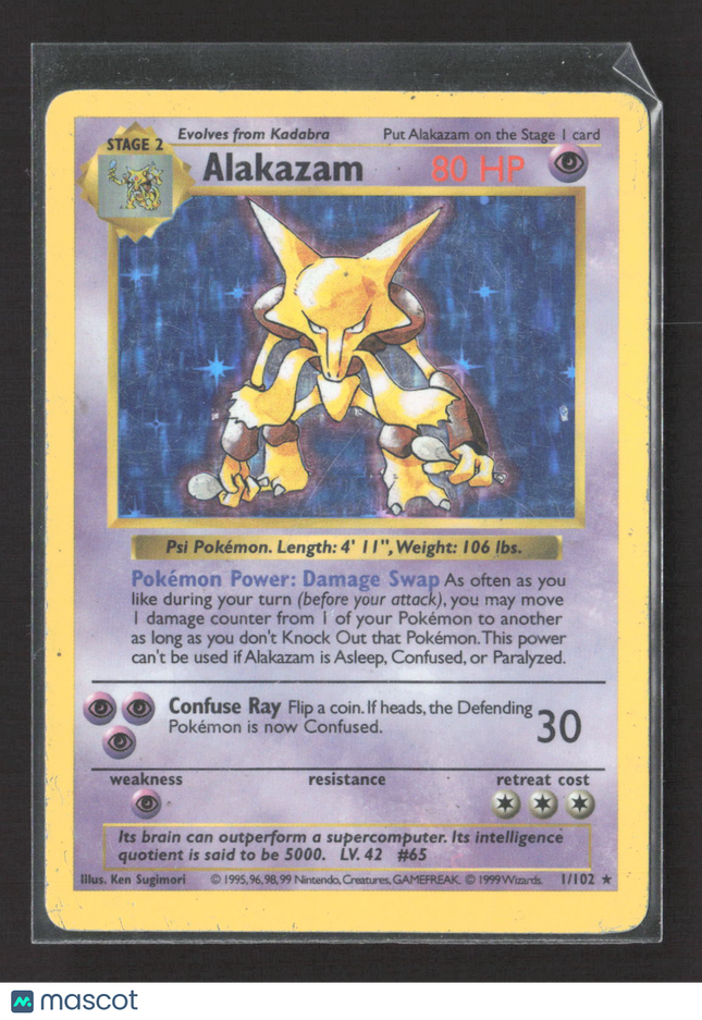 Pokemon 1999 Base Set Alakazam #1/102